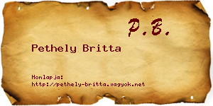 Pethely Britta névjegykártya